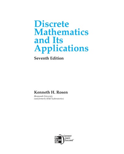 Discrete Mathematics and Its Applications Seventh Edition 7th Edition by Kenneth